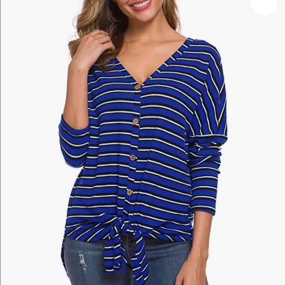 Waffle Knit Button Down Long Sleeve Top - Picture 3 of 9